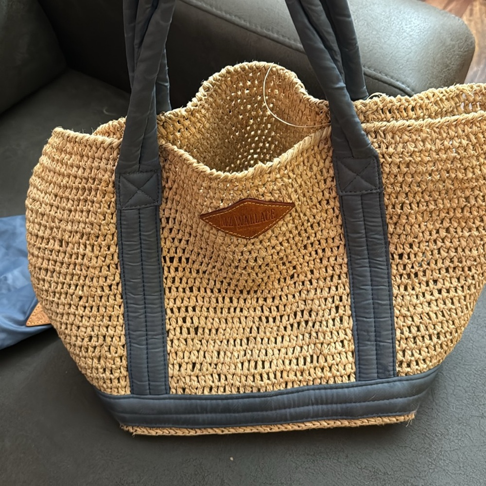 MZ Wallace Straw Tote with Blue Trim - Picture 10 of 13